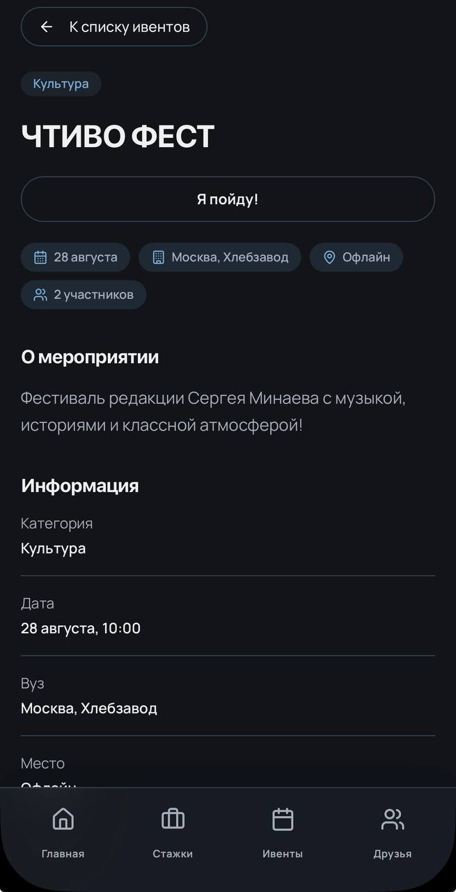Карточка мероприятия с деталями ивента